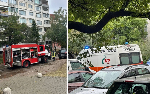 Бебе на 5 дни и 73-годишна баба са в болница след пожар в столичен блок