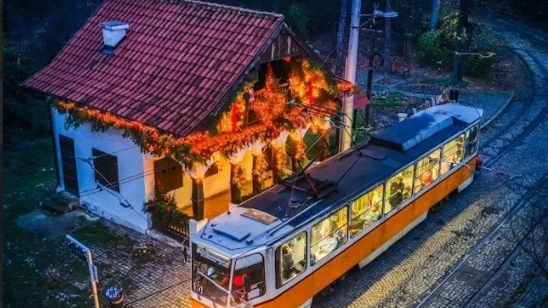 Емблематичната спирка "Вишнева" в столичния квартал "Лозенец" вече грее с коледна украса